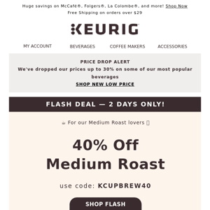 40% Off Medium Roast Pods 🔥☕