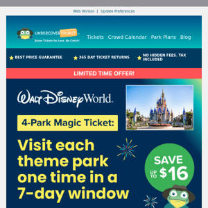 Limited Time! Save on the New Walt Disney World 4-Park Magic Ticket