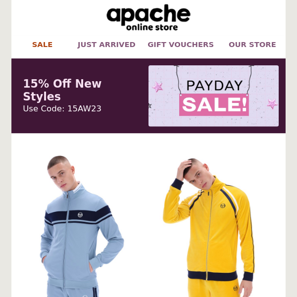 Apache Payday Is Here! 15% Off New Styles