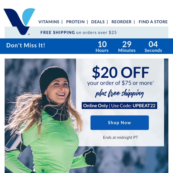 The Vitamin Shoppe: Last call for $20 off!