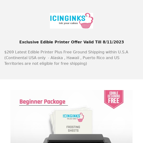 ⏰Hottest Deal!! $269 Edible Printer + FREE Shipping!