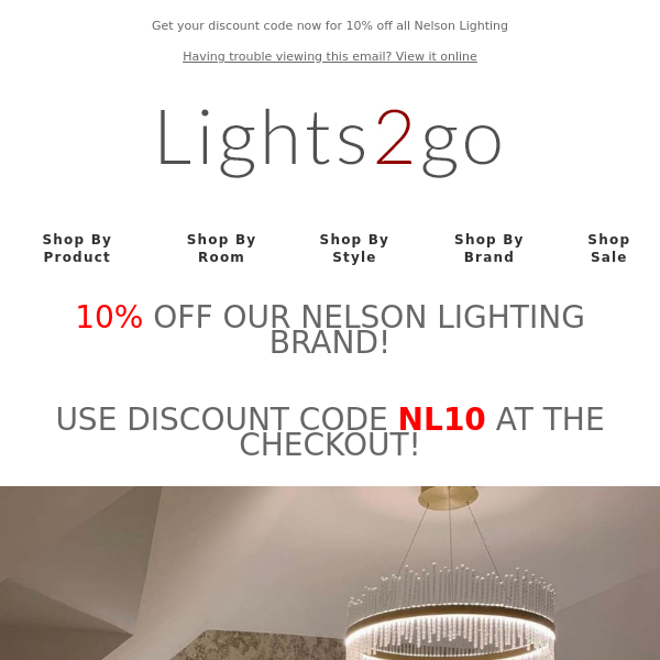 10% OFF ALL OF OUR NELSON LIGHTING PRODUCTS!