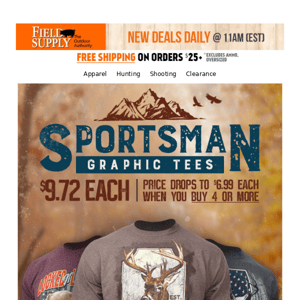 🤠 Sportsman's Graphic Tees: Buy 4+ and $6.99…