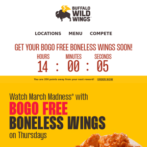 Watch The First Round With BOGO Boneless Wings