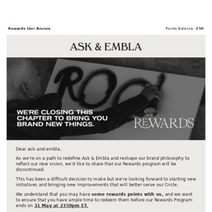 Ask And Embla, we’ve got an update for our Rewards Program