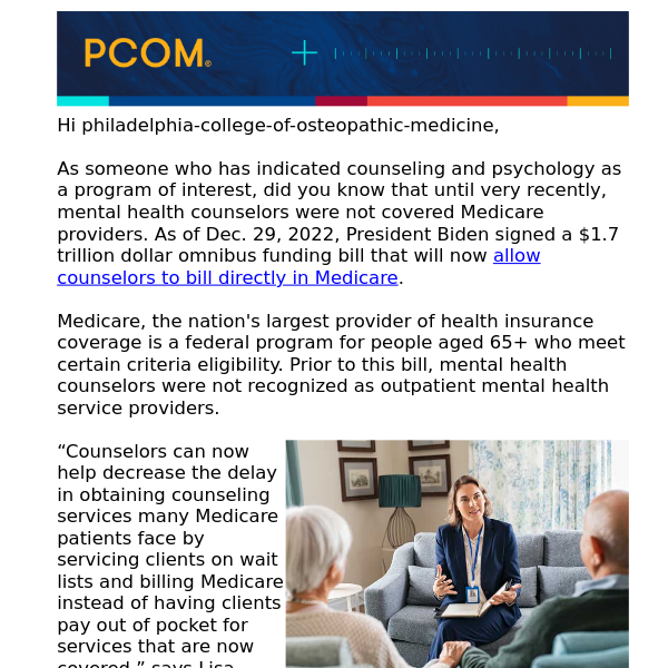 Medicare reimbursements now an option for counselors