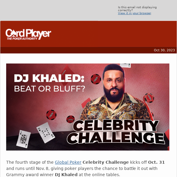 💰 Take On DJ Khaled With Global Poker's Celebrity Challenge