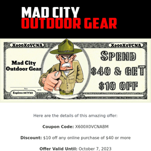 $10 OFF Right Now!  Camping, Tactical, Duty, Holsters, Clothing, Boots and more...