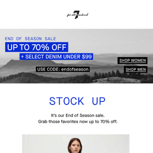 UP TO 70% OFF | Stock up