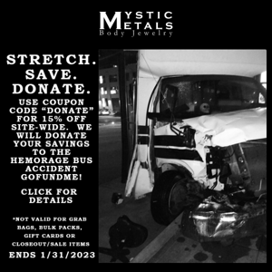 Mystic Metals | Donation Coupon Code is Back! | Save on Plugs, Help a Metal Band in Need