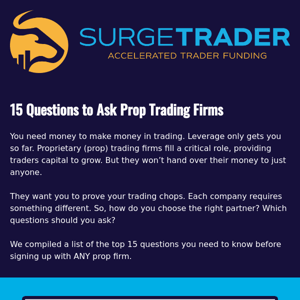 15 Questions to Ask Prop Trading Firms