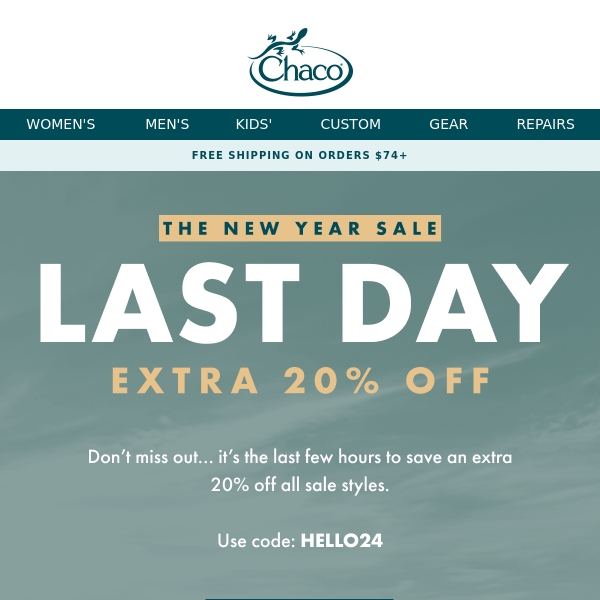 LAST DAY: Extra 20% off all sale