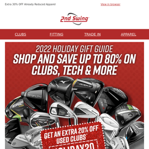 Holiday Golf Gifts up to 80% OFF ⛳ Extra 20% OFF Used Clubs + FREE Shipping Sitewide