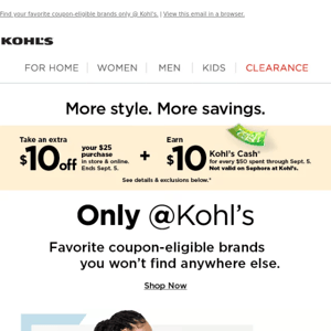 Give your budget a boost with $10 off + Kohl's Cash!