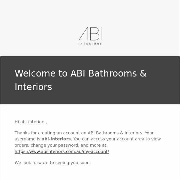 Your ABI Bathrooms & Interiors account has been created!