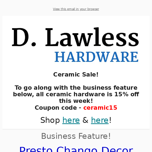 Ceramics Sale + Presto Chango Decor Business Feature!