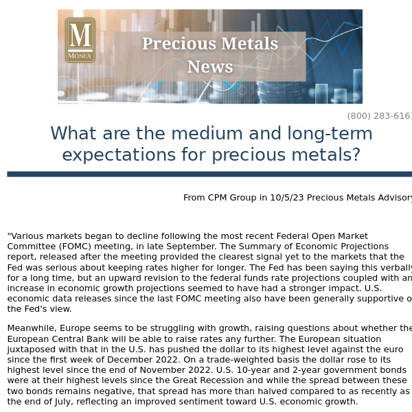 Medium and Long-Term Precious Metals Outlook