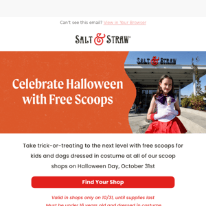 Free Scoops for Kids & Pups in Costumes