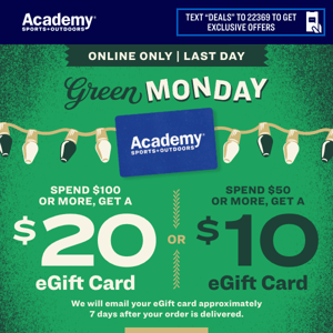 👉🏼 Ends TODAY | Get a $20 eGift Card | Online Only