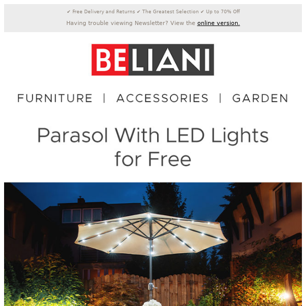 Get a Free LED Parasol to Light up Your Garden ✨ - Beliani UK