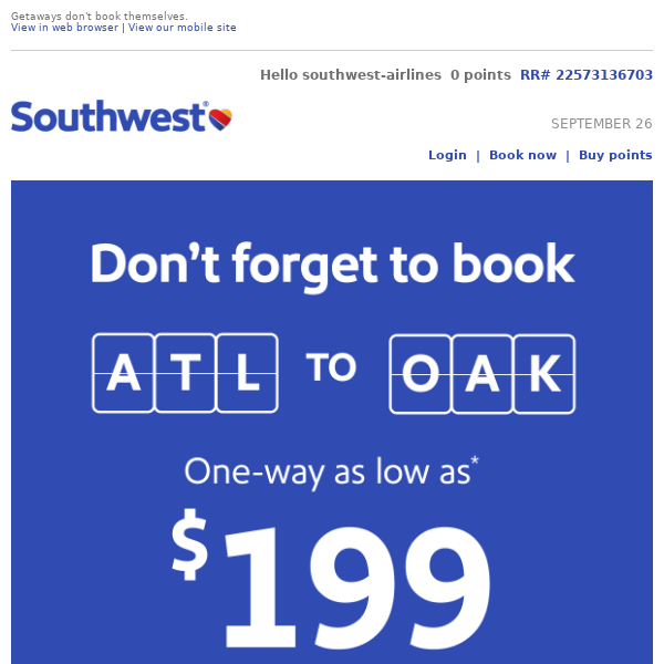 Book your low fare to Oakland!