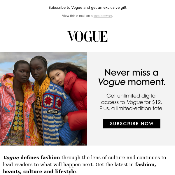 Subscribe to Vogue and get a limited edition tote - Vogue