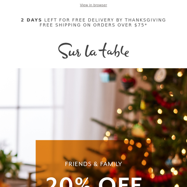 Joy to the cook! Take 20% off* holiday favorites.