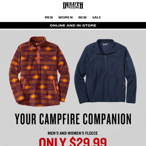 $29.99 True Grid Fleece - Campfire Season Awaits!