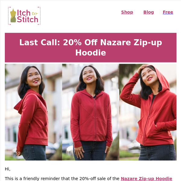Last Call: 20% Off Nazare Zip-up Hoodie