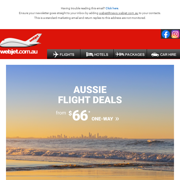 Aussie flight deals at Webjet ✈️