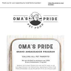CALLING ALL PET PARENTS! 📣Apply To Be An Oma's Pride Brand Ambassador