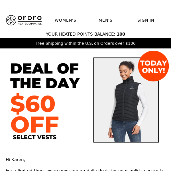 $60 OFF Vests (24 HOURS ONLY!)