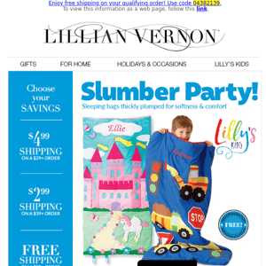 Slumber party fun starts with free shipping