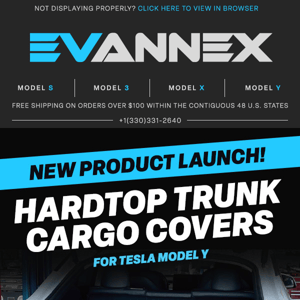 New EVANNEX Hardtop Trunk Cargo Cover For Tesla Model Y Owners
