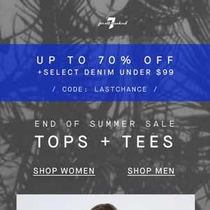 TOPS + TEES UP TO 70% OFF