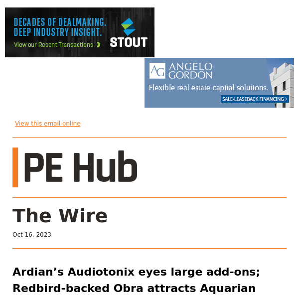 Ardian’s Audiotonix eyes large add-ons; Redbird-backed Obra attracts Aquarian investment