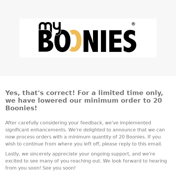 MYBOONIES ANNOUCEMENT