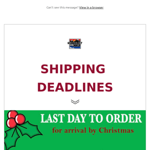 Holiday Shipping Deadlines