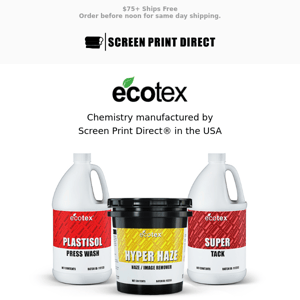 Ecotex® Chemistry: Loved by Screen Print Direct Customers. Find Out Why!