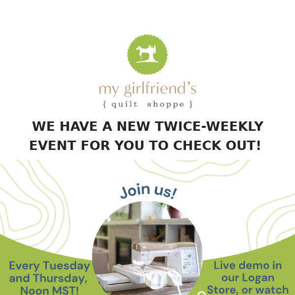 All New Machine Demos - Join us for this new live event, twice a week!