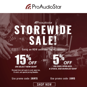 Storewide sale!!  15% OFF BRAND NEW GEAR ENDS TOMORROW!!