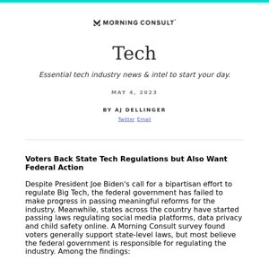 Morning Consult Tech: White House Announces Efforts to Reduce AI Risks