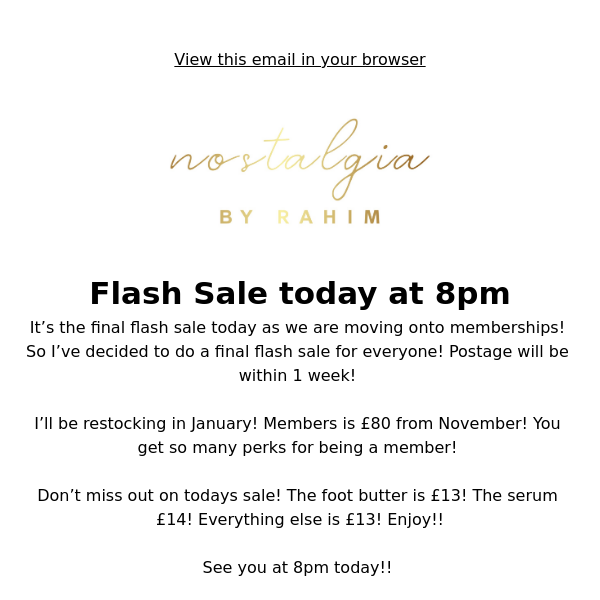 Final Flash sale Today At 8pm