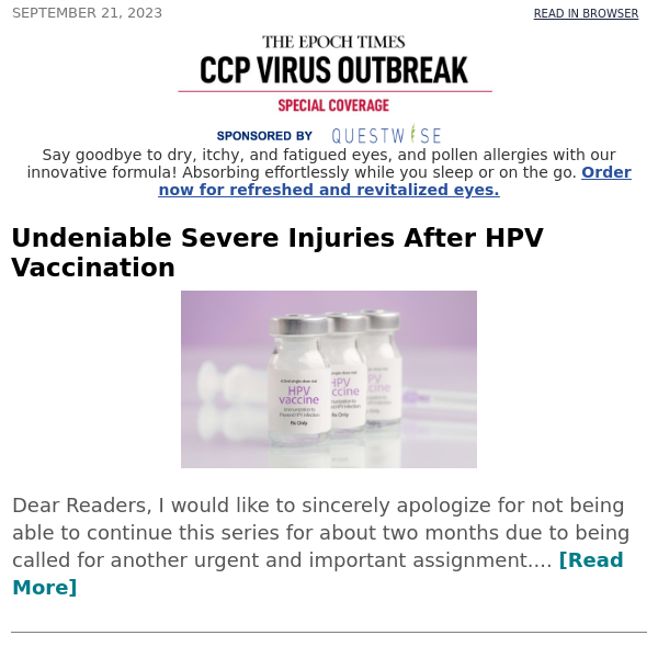 Undeniable Severe Injuries After HPV Vaccination
