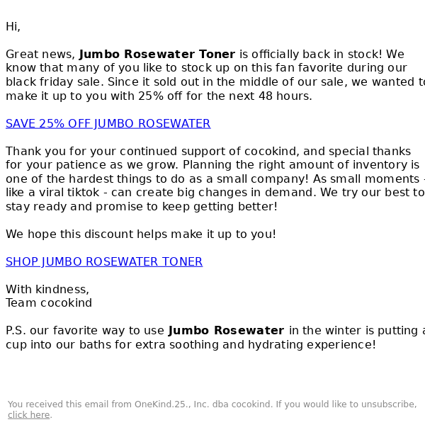 Jumbo Rosewater Toner is back in stock!