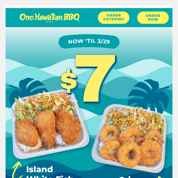 Hungry? Snag a $7 Seafood Aloha Plate! 🤙