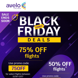 💥 Ends tonight—up to 75% off flights!