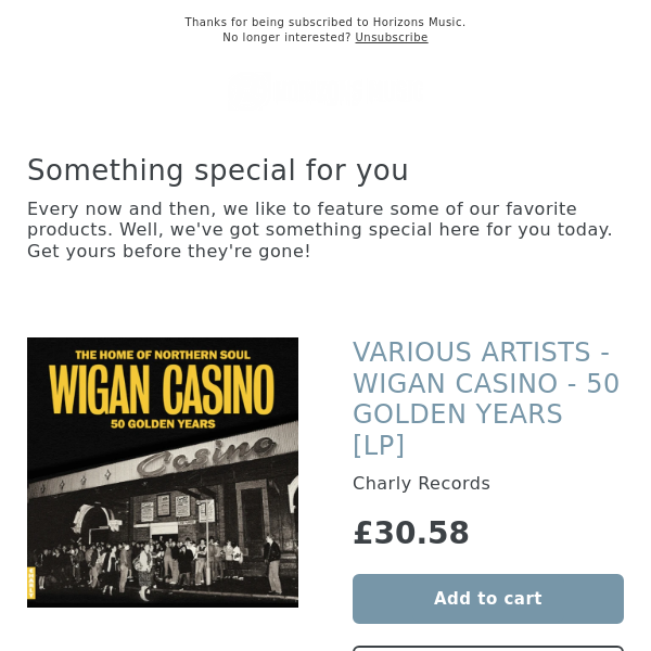 New! VARIOUS ARTISTS - WIGAN CASINO - 50 GOLDEN YEARS [LP] - Horizons Music