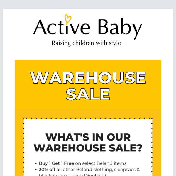 2 DAYS until our Warehouse Sale!