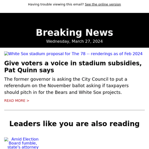 Bears, White Sox stadiums: Pat Quinn wants voter referendum
